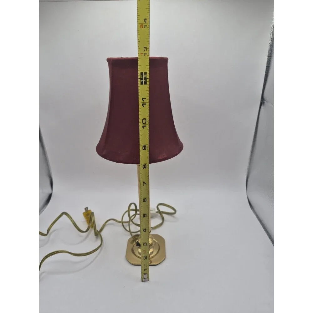 Vintage Small Brass Candlestick Lamp w/  Lamp Shade 13